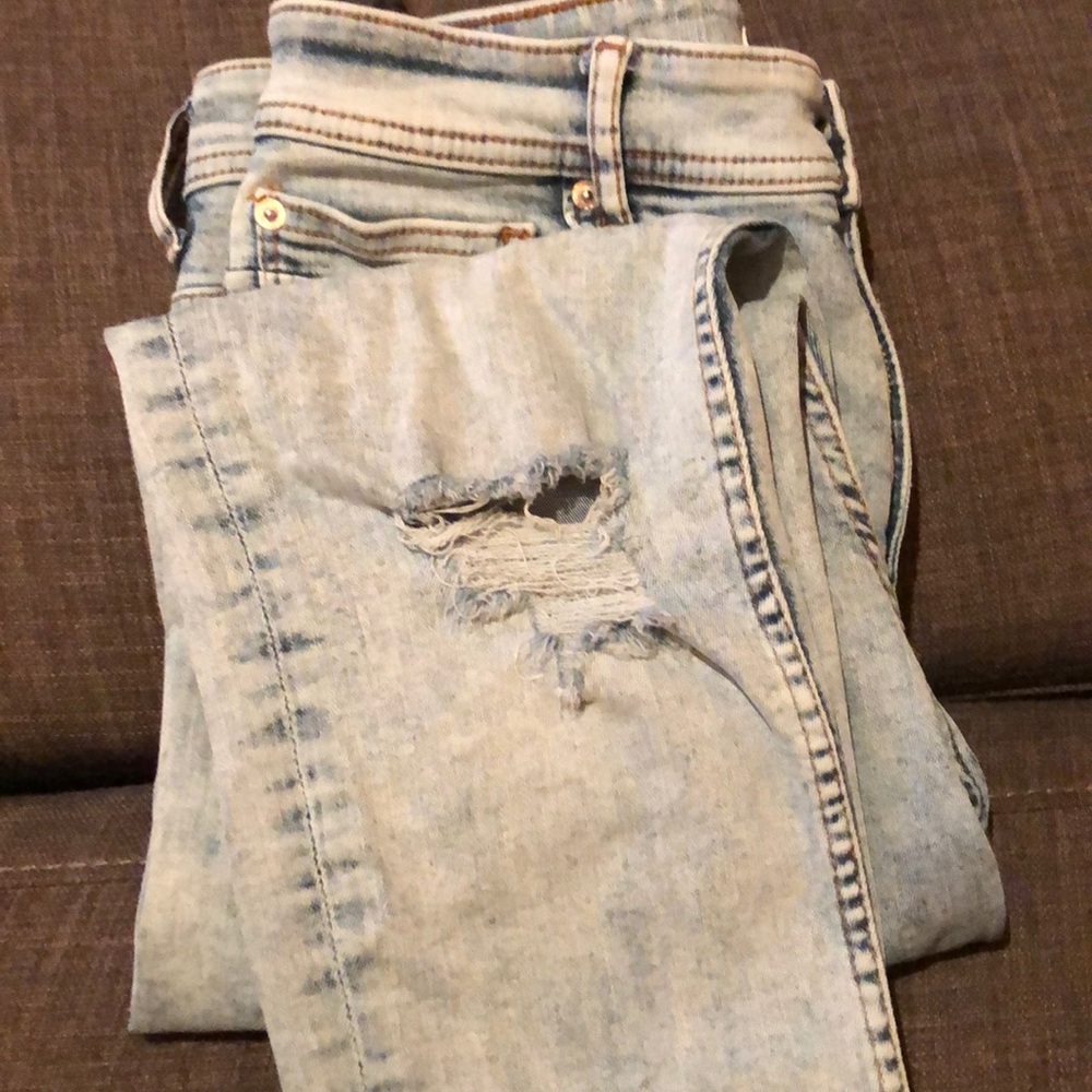 Zara mens cropped skinny light was denim